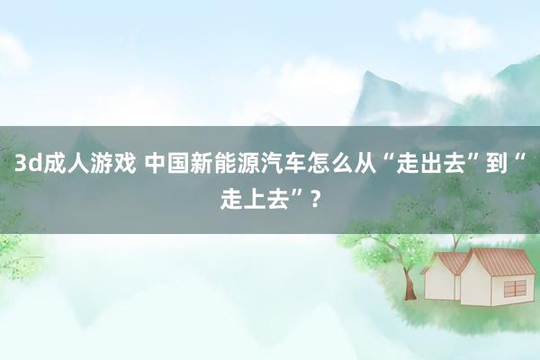 3d成人游戏 中国新能源汽车怎么从“走出去”到“走上去”？